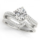 CERTIFIED 18KT WHITE GOLD 1.05 CT G-H/VS-SI1 DIAMOND BRIDAL SET