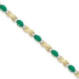Emerald and Diamond XOXO Link Bracelet in 14k Yellow Gold (6.65ct)