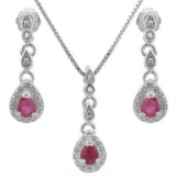 1/2 CARAT GENUINE RUBY & DIAMONDS 925 STERLING SILVER SET