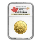 2004 Canada 1 oz Gold Maple Leaf MS-70 NGC (25th Anniv)
