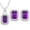 3 CARAT AMETHYST & DIAMOND 925 STERLING SILVER SET