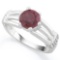 1 3/5 CARAT RUBY & (20 PCS) FLAWLESS CREATED DIAMOND 925 STERLING SILVER RING