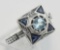 Blue Topaz Filigree Ring w/ Sapphire - Sterling Silver