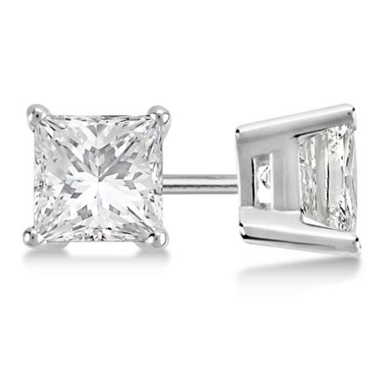 Certified 1.5 CTW Princess Diamond Stud Earrings D/SI2