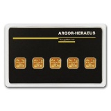 5x 1 gram Gold Bar - Argor-Heraeus (In Assay)