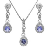 2/5 CARAT TANZANITE & DIAMOND 925 STERLING SILVER SET