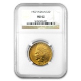 1907 $10 Indian Gold Eagle No Motto MS-62 NGC