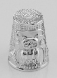 Classic Antique Style Owl Sewing Thimble in Fine Sterling Silver