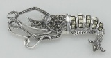 Marcasite Lobster Pin with Moving Tail - Sterling Silver