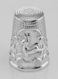 Classic Antique Style Leaping Deer Sterling Silver Sewing Thimble