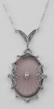 Amethyst Sunray Crystal & Diamond Necklace - Sterling Silver