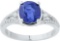 10kt White Gold Womens Oval Lab-Created Blue Sapphire Solitaire Diamond Ring 2-1/2 Cttw