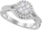 10kt White Gold Womens Round Diamond Cluster Bridal Wedding Engagement Ring 1.00 Cttw