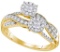 14kt Yellow Gold Womens Princess Round Diamond Soleil Cluster Bridal Wedding Engagement Ring 1/2 Ctt