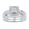 10kt White Gold Womens Diamond Square Cluster Bridal Wedding Engagement Ring Band Set 1/4 Cttw