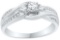 10k White Gold Womens Natural Round 3-stone Diamond Bridal Wedding Engagement Ring 1/2 Cttw