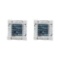 10kt White Gold Womens Round Blue Colored Diamond 3D Cube Square Earrings 3/4 Cttw