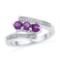 10kt White Gold Womens Round Lab-Created Amethyst 3-stone Bypass Ring 1/2 Cttw