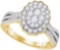 10kt Yellow Gold Womens Round Diamond Oval Flower Cluster Ring 1.00 Cttw