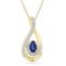 10kt Yellow Gold Womens Oval Lab-Created Blue Sapphire Solitaire Diamond Pendant .02 Cttw