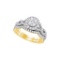 14kt Yellow Gold Womens Natural Diamond Cluster Bridal Wedding Engagement Ring Band Set 7/8 Cttw