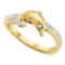 10K Yellow-gold 0.05CTW  DIAMOND DOLPHIN RING