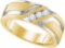 10k Yellow Gold Mens Natural Round Diamond 2-tone Wedding Anniversary Band Ring 1/4 Cttw