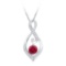 Sterling Silver Womens Round Lab-Created Ruby Diamond Infinity Pendant 3/4 Cttw
