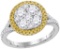 18kt White Gold Womens Round Yellow Diamond Cluster Bridal Wedding Engagement Ring 1-5/8 Cttw