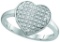 10kt White Gold Womens Round Natural Diamond Heart Love Cluster Fashion Ring 1/10 Cttw