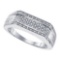 925 Sterling Silver White 0.16CTW DIAMOND MICRO-PAVE MENS RING
