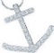 14k White Gold Round Natural Diamond Womens Nautical Anchor Sea Pendant 1/4 Cttw