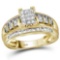 10kt Yellow Gold Womens Princess Diamond Cluster Bridal Wedding Engagement Ring 1/2 Cttw - Size 6