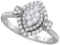 14kt White Gold Womens Round Diamond Oval Double Halo Cluster Ring 5/8 Cttw