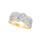 14kt Yellow Gold Womens Round Pave-set Diamond Crossover Strand Band 1-1/2 Cttw