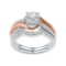 10k Two-tone White Gold Womens Natural Round Diamond Bridal Wedding Engagement Ring Band Set 1/2 Ctt