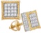 10kt Yellow Gold Womens Round Diamond Square Cluster Stud Earrings 3/4 Cttw