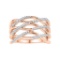 10kt Rose Gold Womens Round Diamond Openwork Crossover Strand Band Ring 1/4 Cttw