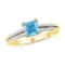 10k Yellow Gold Womens Lab-created Blue Topaz & Natural Diamond Bridal Fashion Ring 5/8 Cttw