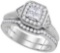 10k White Gold Womens Natural Princess Diamond Bridal Wedding Engagement Ring Band Set 1/2 Cttw
