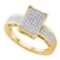 925 Sterling Silver Yellow 0.20CT DIAMOND MICRO PAVE RING