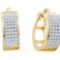 925 Sterling Silver Yellow 0.25CT DIAMOND MICRO PAVE HOOPS