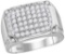 10kt White Gold Womens Round Diamond Rectangle Cluster Ring 2-1/10 Cttw