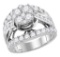 14kt White Gold Womens Round Diamond Cluster Bridal Wedding Engagement Ring 3.00 Cttw
