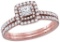 10kt Rose Gold Womens Princess Natural Diamond Bridal Wedding Engagement Ring Band Set 3/4 Cttw