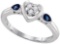 925 Sterling Silver White 0.10CTW BLUE DIAMOND FASHION RING
