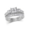 14kt White Gold Womens Princess Natural Diamond Bridal Wedding Engagement Ring Band Set 1.00 Cttw