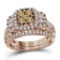 14kt Rose Gold Womens Round Brown Diamond Cluster Bridal Wedding Engagement Ring Band Set 1.00 Cttw