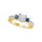 14k Yellow Gold Womens 3-stone Blue Colored Diamond Wedding Bridal Engagement Ring 1.00 Cttw