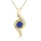 10kt Yellow Gold Womens Round Lab-Created Blue Sapphire Solitaire Diamond Fashion Pendant 3/4 Cttw